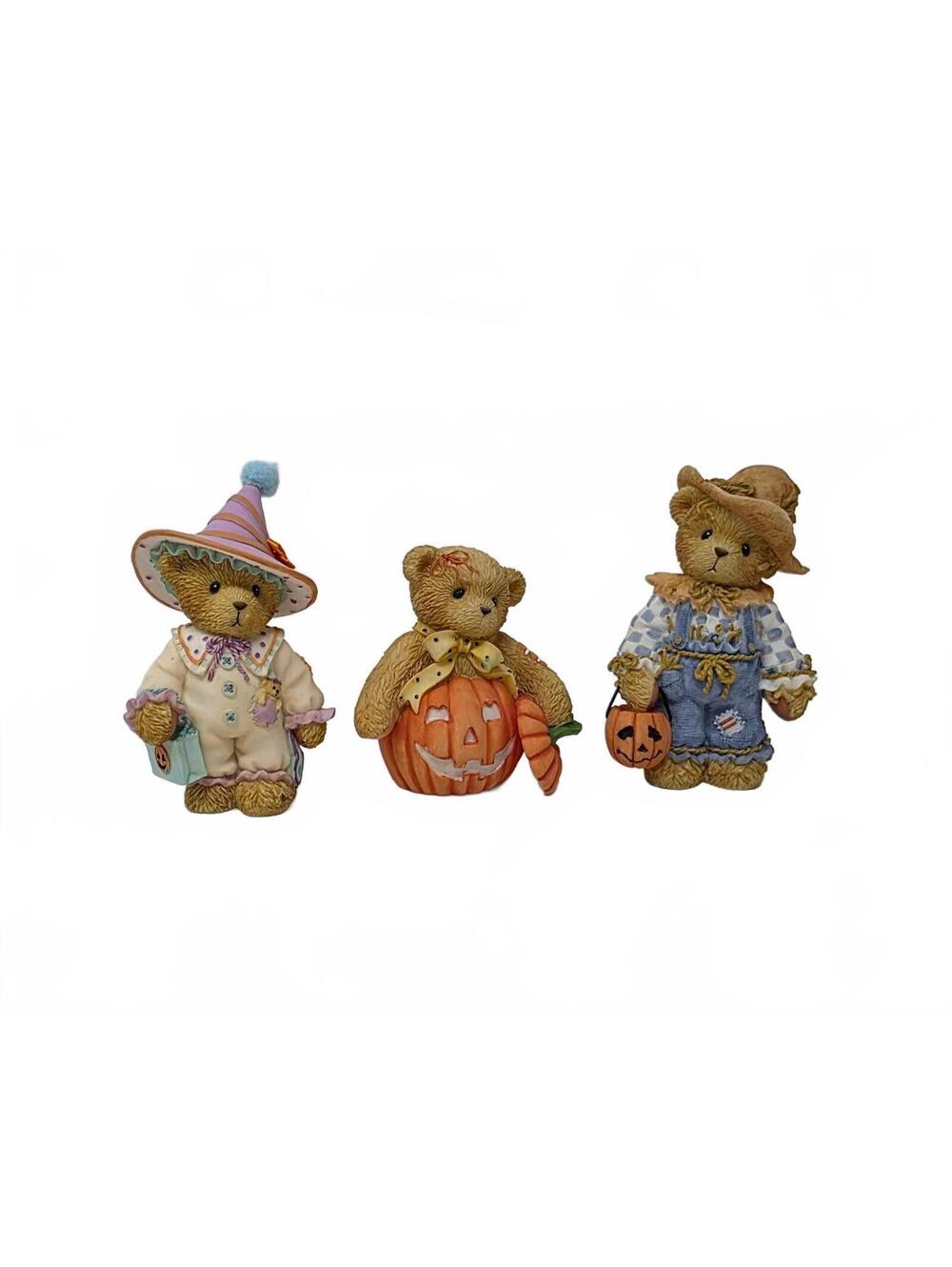 Cherished Teddies Halloween Figurines Lot of 3 Cora Tom Leslie With Boxes